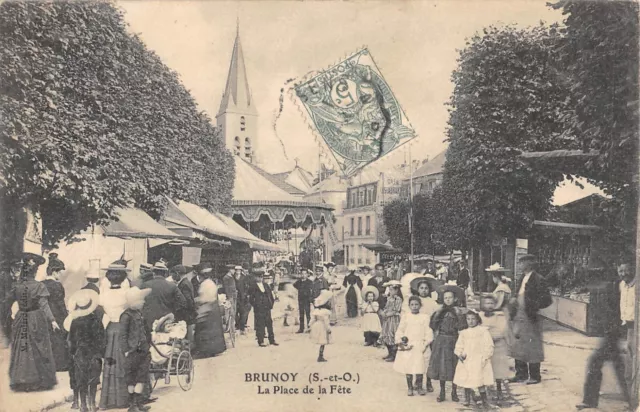 Cpa 91 Brunoy / La Place De La Fete / Manege / Enfants