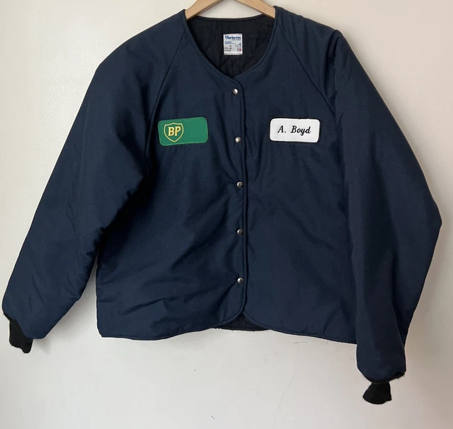 VINTAGE BP GAS Station Uniform Jacket Collarless Nomex III Quilted USA