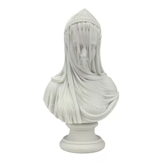 The Veiled Maiden Lady Bust Sculpture by Monti 1875 Cast Marble Statue