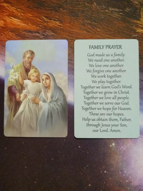 Holy Family Prayer Card - Wallet Sized Glossy Holy Card - Jesus Mary & Joseph