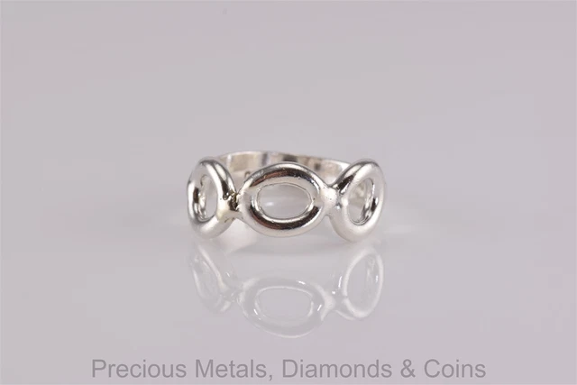 Sterling Silver Polished Triple Oval Linked Band Ring Mexico 925 Sz: 8
