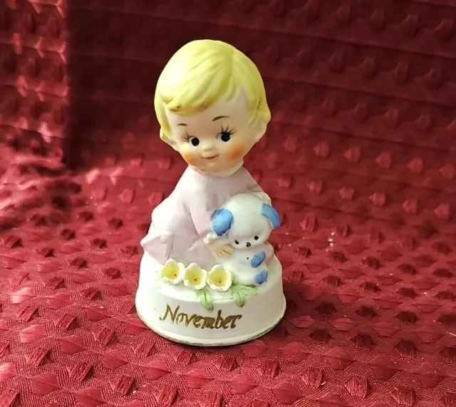 Vintage NAPCO Baby of the Month November Baby Girl Figurine Porcelain