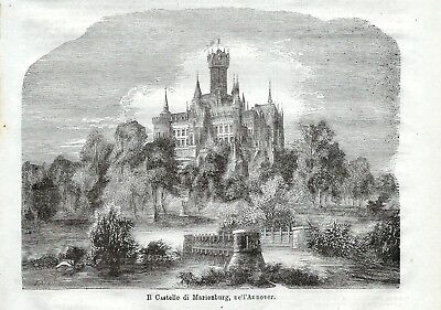 Stampa Antica = 1893 CASTELLI Germania  Francia = Castles = Old Antique Print 