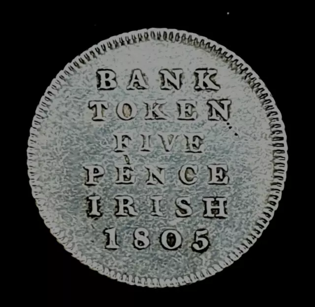 George III Irish Silver Five Pence Bank Token 1805 - Very Fine +