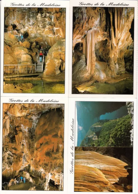 Lot 4 cartes postales anciennes ARDECHE GROTTE DE LA MADELEINE 2