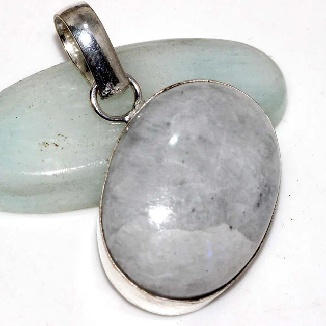 Regenbogen Mondstein 925 Versilbert Edelstein Anhänger 1.5 " Moderne Geschenke