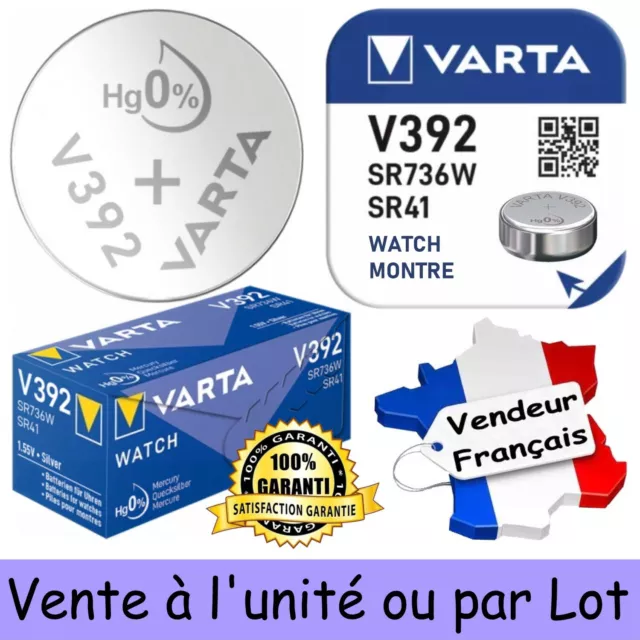 VARTA - Pile bouton pour montre : V392 SR41 SR736W Oxyde d'Argent 1,55V 40 mAh