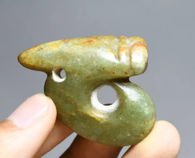 1.7'' China Hongshan Culture Old Jade Carve Cicada Cicala Got it Amulet Pendant