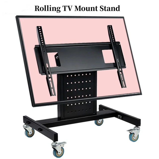 ROLLING TV STAND with Mount, Lockable Wheels for 3265 inch TVs Angle