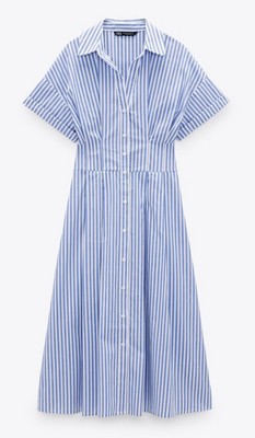 Zara Dress - Poplin With Johnny VNeck Collar - Short Turn Up Sleeves Size Small