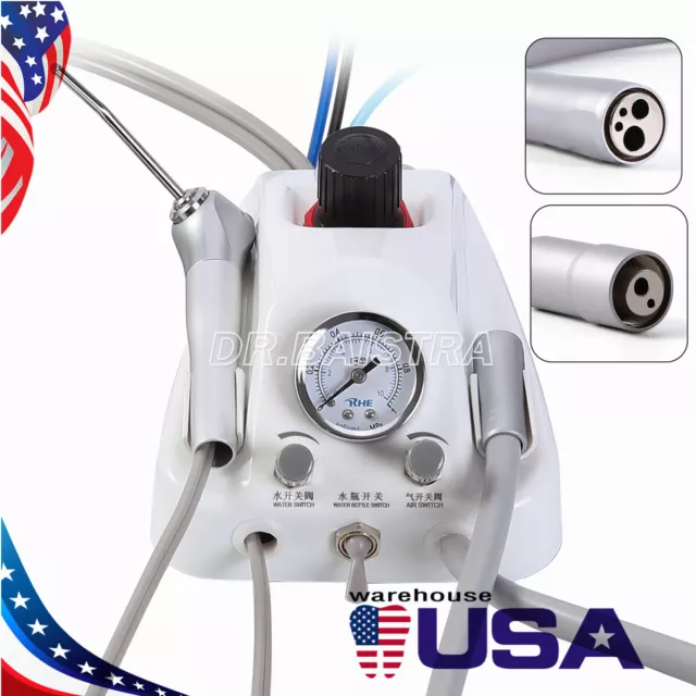 Portable Dental Turbine Unit 3 Way Syringe Work with Air Compressor 2/4 Holes US