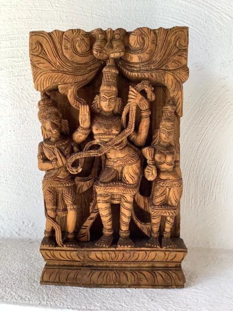 Antikes Holzrelief  Indien Mit Hindu Gottheit Aufwendig Geschnitzt Himalaya