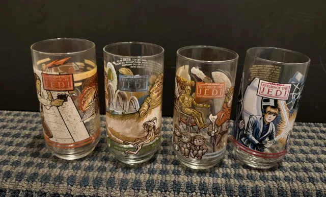 1983 Star Wars Return of the Jedi Burger King Glasses, Complete Set of 4 (G4)