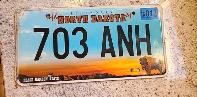 Usa 2017 North Dakota License Plate. Peace Garden State. Buffalo 703 Anh