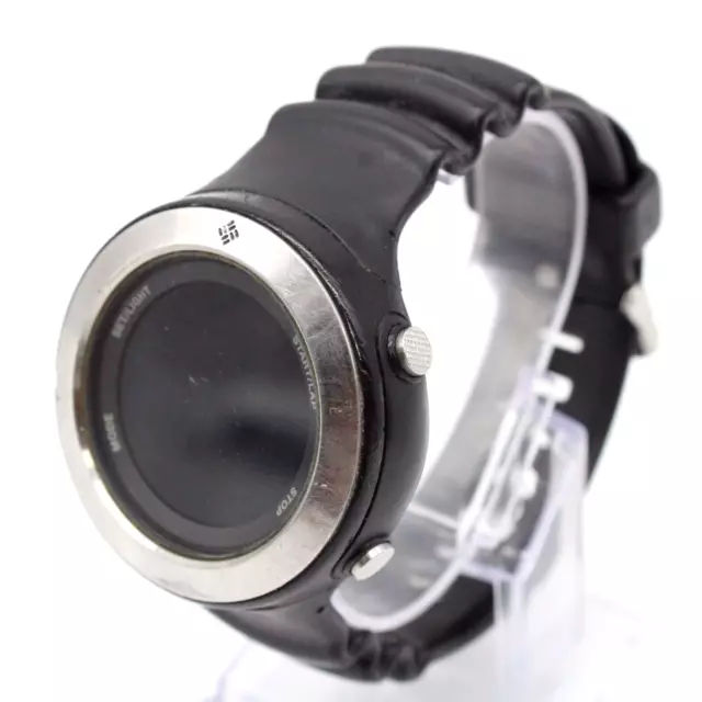 Columbia Digital Watch Mens Silver Tone Stainless Steel Black Rubber Band