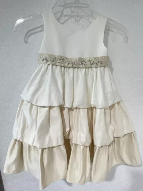 Cinderella Toddler Girl Ivory Beige Satin Dress Size 4/4T Easter Wedding Party