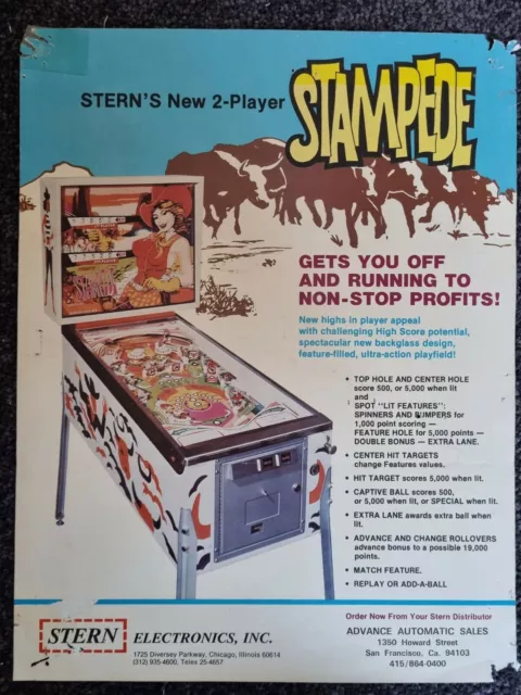 Stampede - Stern - EM - ORIGINAL Promotional Advertising Flyer - last one