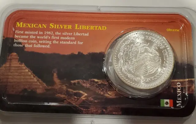 Rare~ 1994  MEXICAN LIBERTAD Littleton Showpak  1oz Silver Coin .999 BU Bullion