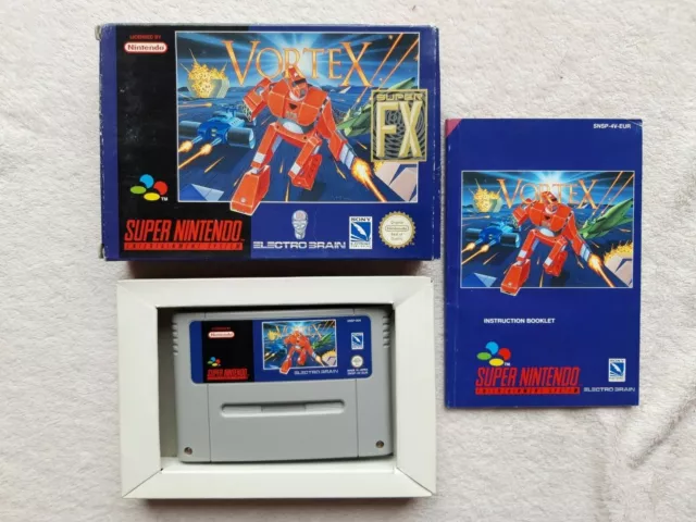 Vortex Super Fx Super Nintendo Verpackt Pal Selten Snes Retro Verpackt + Handbuch Getestet