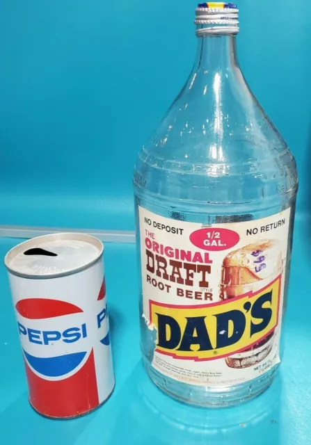 Vintage Dad's Draft Root Beer Root Beer Glass 1/2 Gallon 64 Oz Soda Pop Bottle