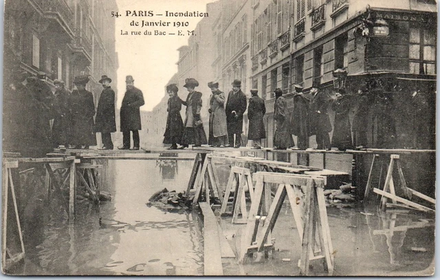 75007 PARIS - crue de 1910, la rue du bac