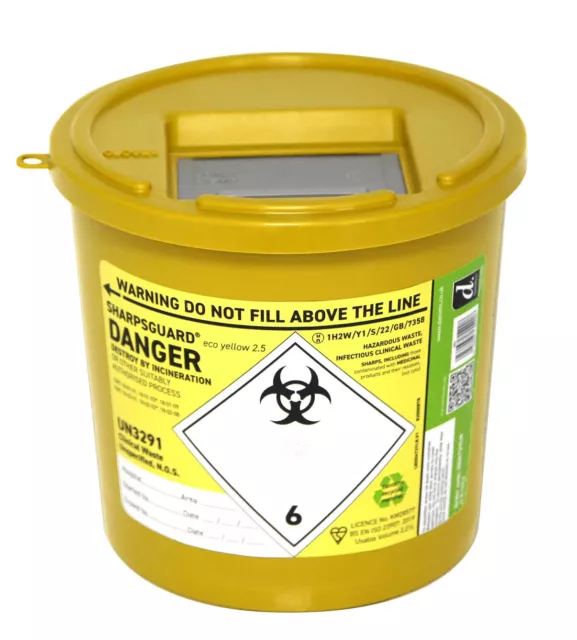 2.5 Litre Sharpsguard Yellow Sharps Bin