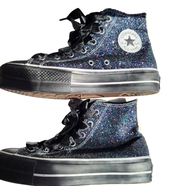 Converse Chuck Taylor All Star High Platform 'Glitter' By You Black Size 9.5