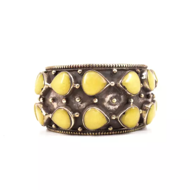 Brass and Yellow Resin Tibetan Bracelet