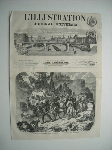 1866 Engraving. Tyrol Campaign. Tyroleans Emigrating Voluntarily, Italal Troops