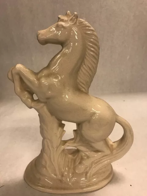 Vintage large Ceramic crackle prancing horse Stallion figurine equestrian