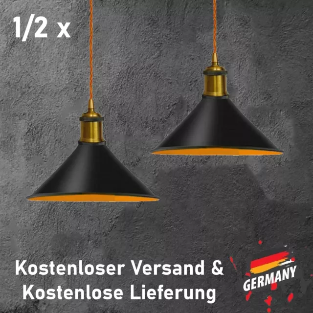 2X PENDELLEUCHTE SCHWARZ-GOLD Design Hänge-Leuchte Decken-Lampe Küche  Esszimmer EUR 69,99 - PicClick DE