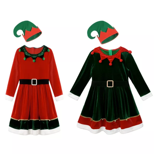 Costume Natale Ragazze Bambini Abiti Gioco di Ruolo Abito Tema Abiti Festa 2