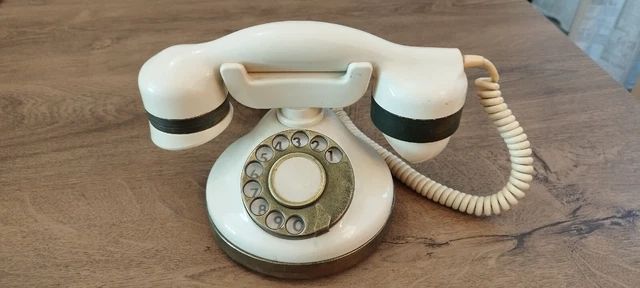 Telefono disco Bianco Sip Telecom Telcer vintage rotella rete fissa 1970/80 #7