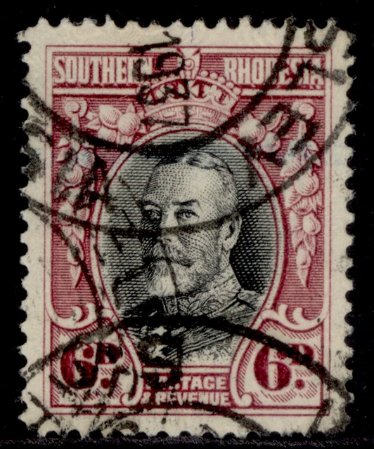SOUTHERN RHODESIA GV SG20b, 6d black & magenta, FINE USED.