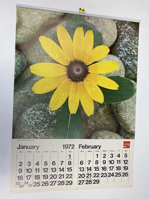 Vintage 1972 Coca Cola Advertising Calendar August 12 Missing Misprint - Nature