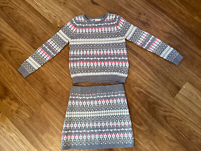H&M Beautiful 2 Piece Outfit Thin Knit Mini Skirt & Jumper 6-8 Years VGC
