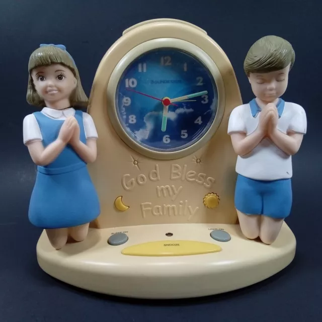 Soundesign 3126W God Bless My Family Prayer Alarm Clock Prays English & Spanish