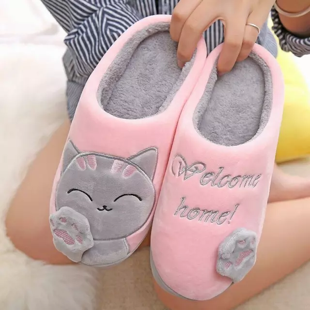 Pantuflas De Invierno Para Mujer Calzado Zapatos De Moda Cholas Para Dormir Gato
