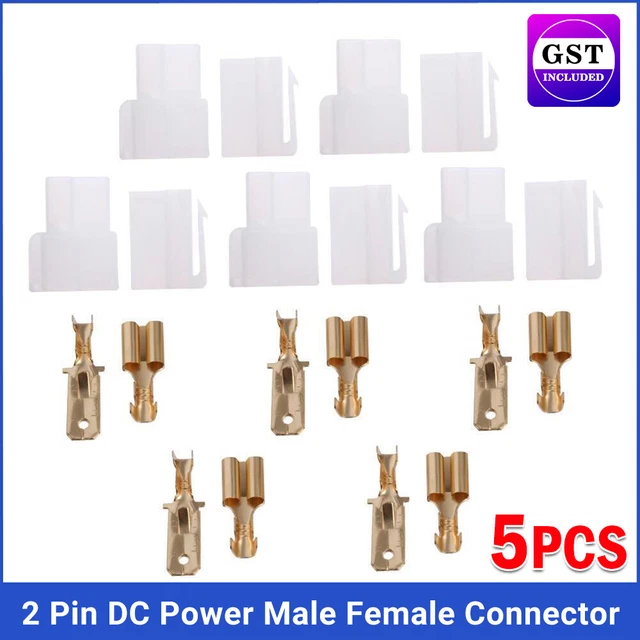 Type 2 Pin 5 SETS UNIVERSAL T-Type 2 Pin DC Power Male Female Connector Plastic ...