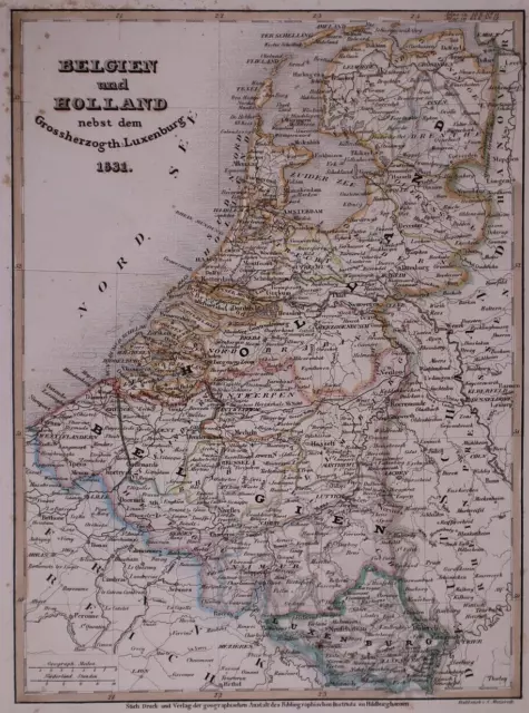 Dated 1831 Universal Atlas Map ~ HOLLAND - BELGIUM ~(10x12)-#1255