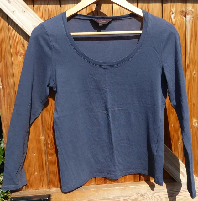 Great Plains large long-sleeved blue/grey cotton top (fits 12/14)