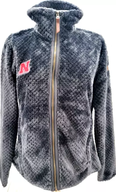NEW Nebraska Cornhuskers Gray Columbia Sherpa Full Zip Jacket Coat Womens M