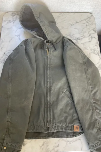 Carhartt Jacket Work Coat Dark Green RN 14806 Hooded Full Zip Men’s Size medium