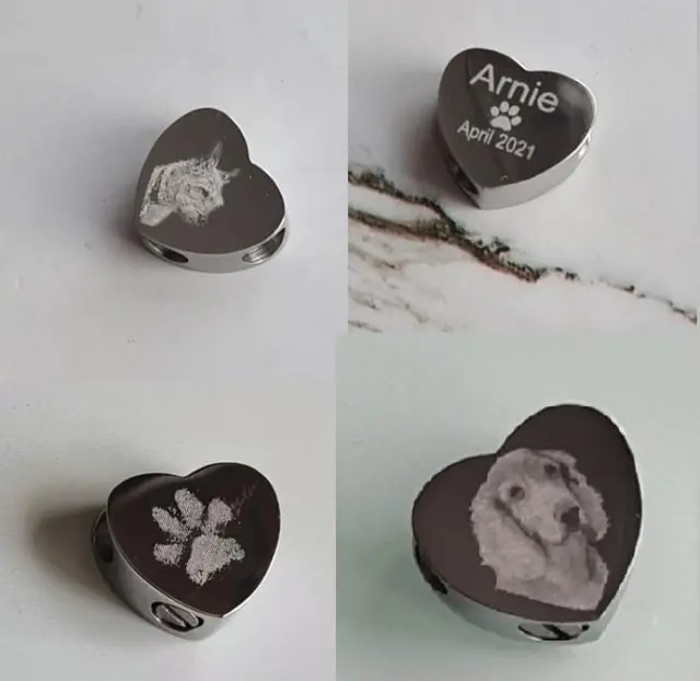 Engraved Cremation ashes urn heart Pandora / Slider MEMORIAL charm - FREE KIT