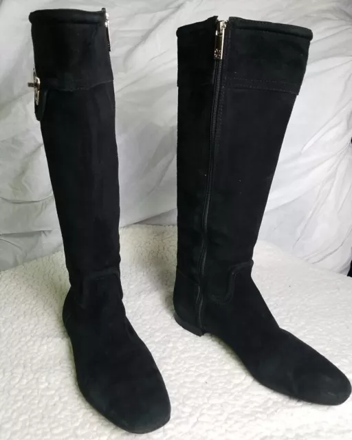 TORY BURCH "Selma" Black Suede Leather Boots | Size 7.5M