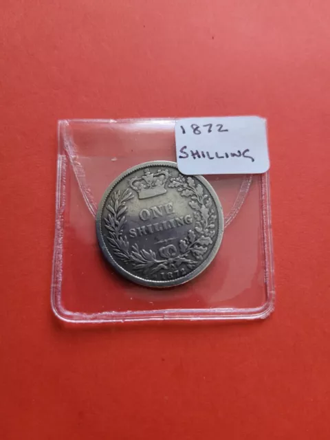 Shilling Silver 1872 Coin Collectable Grade Victoria