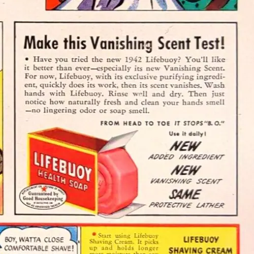 1942 Lifebuoy Health Soap Vintage WWII Print Ad No B O For This Man's Army