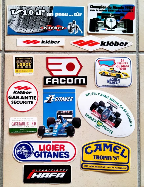 autocollant ancien lot de 14 CASTROL KLEBER LODGE HAFA huile BP BMW GITANE 