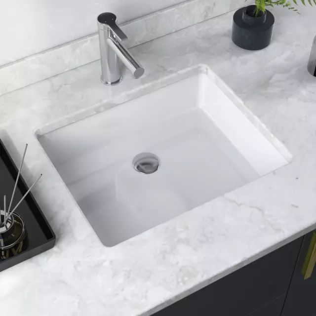 DeerValley 20" Undermount Bathroom Sink Ceramic Rectangle Lavatory Vanity Sink