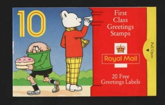 GB 1994 KX6 10 x 1st + Labels Harrison Rupert Bear Greetings Booklet MNH